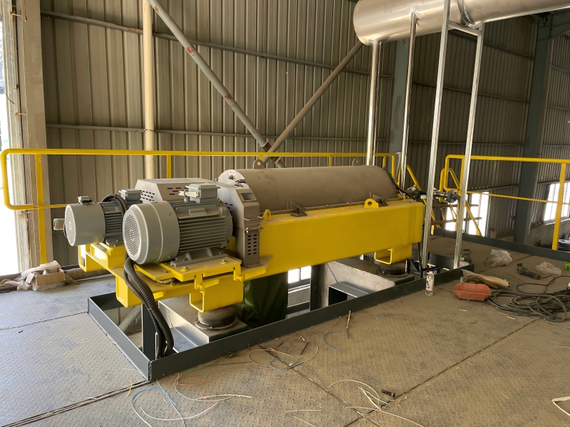 LWS350×1550CX three-phase decanter centrifuge installation at food waste treatment facility