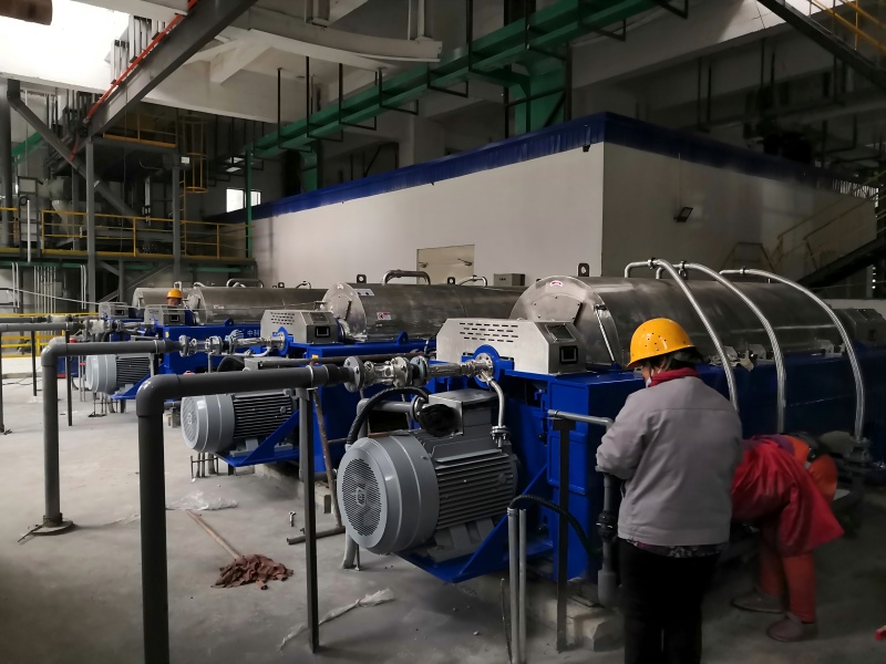 Decanter centrifuge in operation
