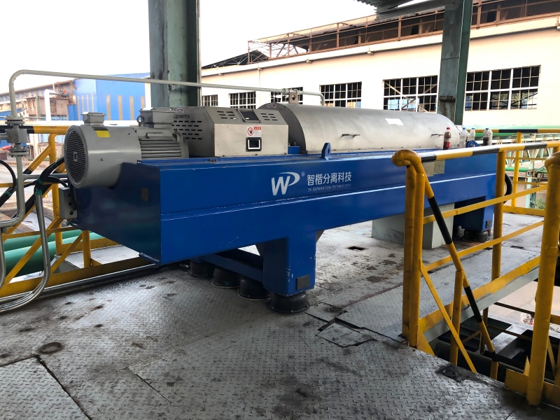 Two-phase decanter centrifuge equipment installation view