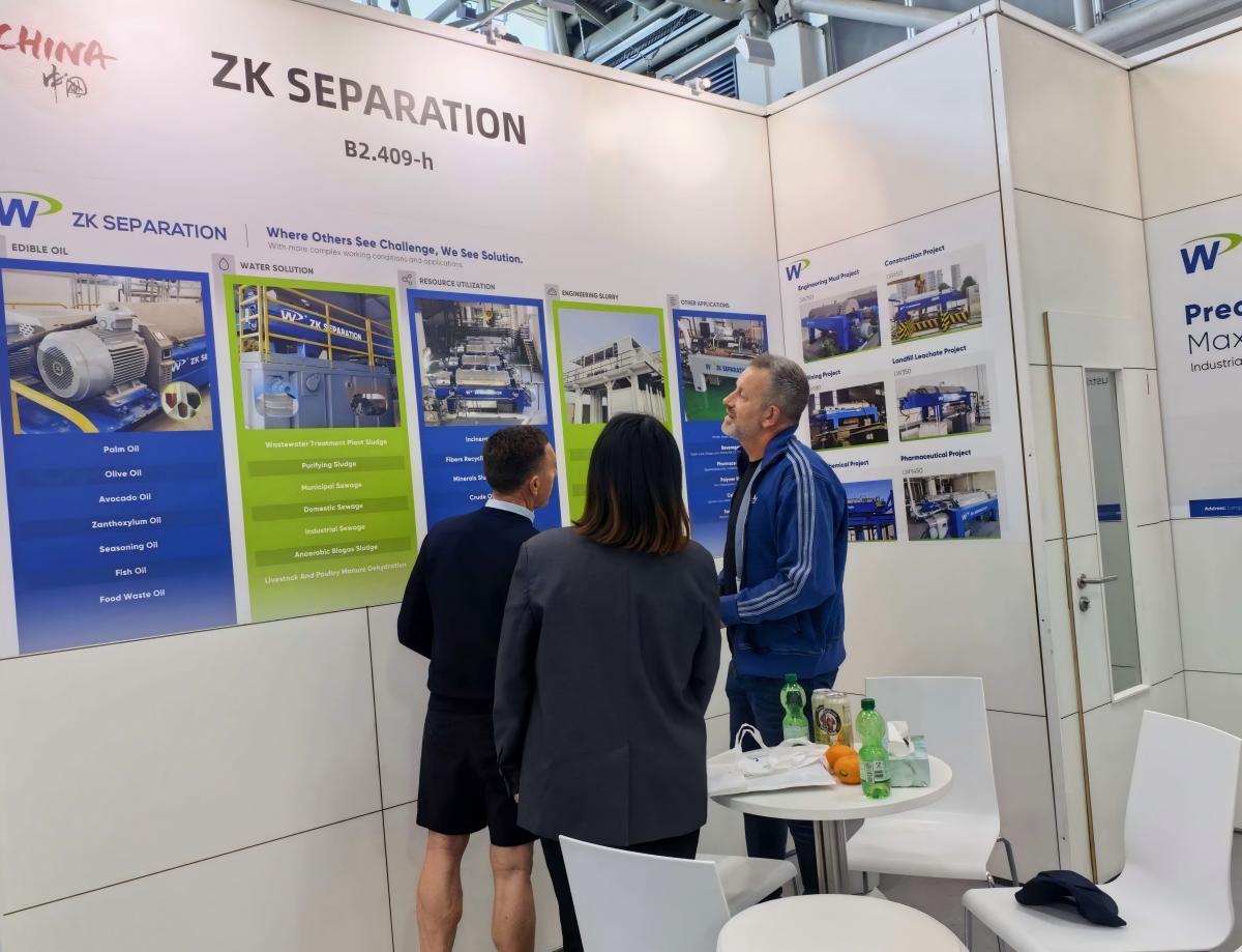 Potential customer learning about ZK decanter centrifuge project applications